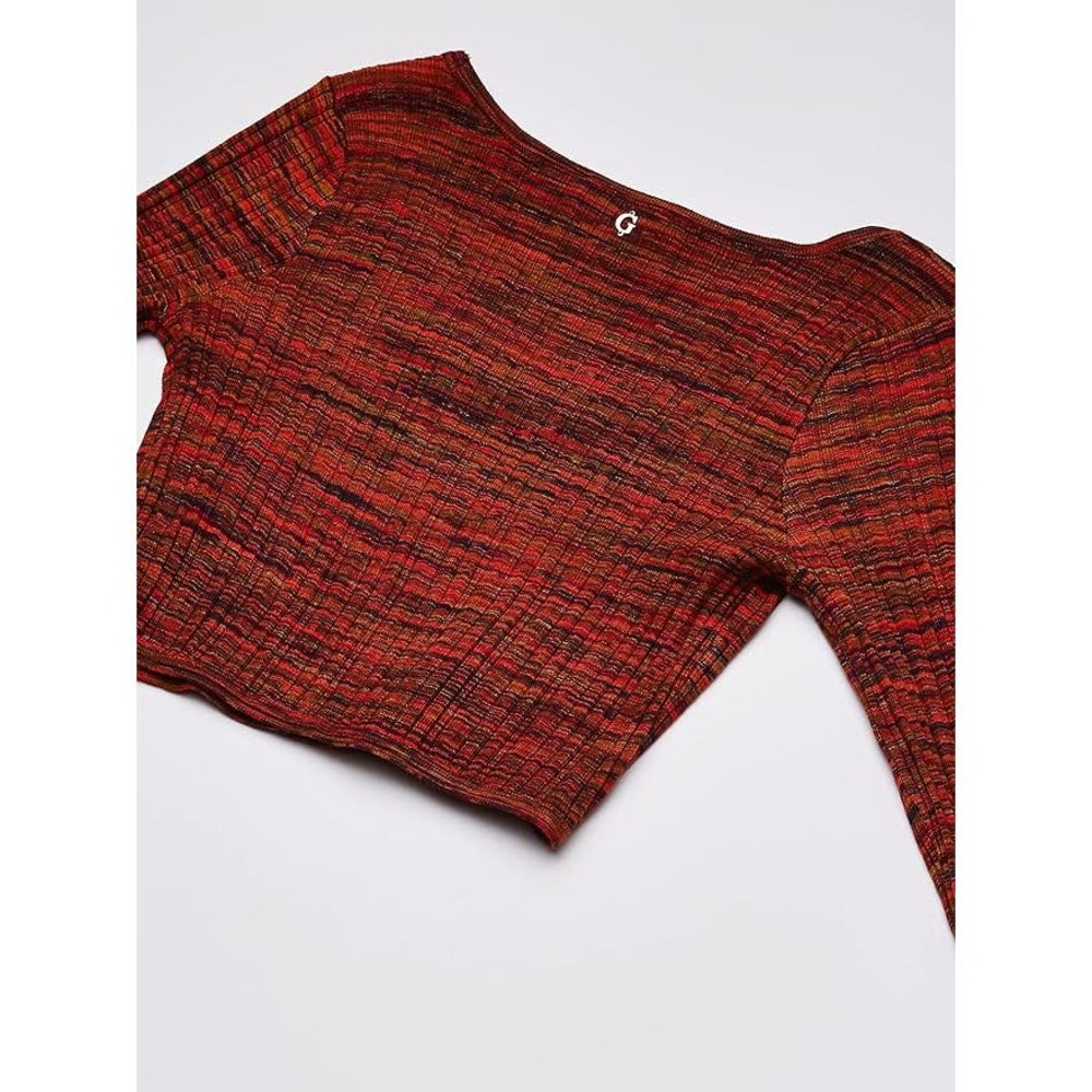Guess Women's Long Sleeve Scoop Neck Anika Sweater NWT Size XL $79 Red Multi - Picture 3 of 4